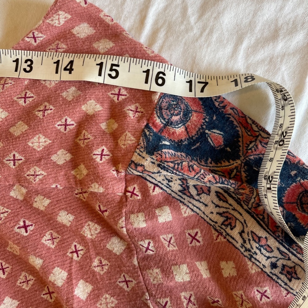 Lucky Brand dusty rose and blue peasant smock top, side medium - Picture 10 of 15